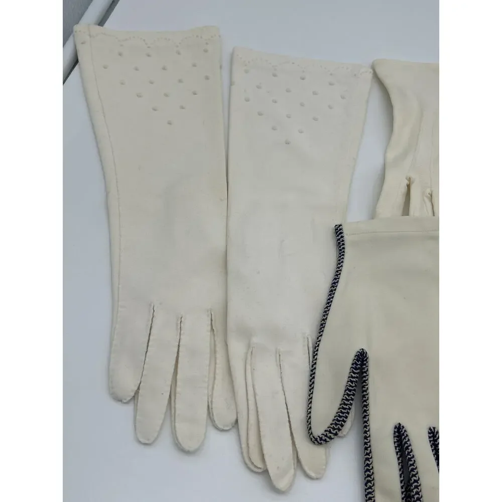 Vintage Cream White Gloves Lot of 4 Pairs Retro Costume Formal As Is
